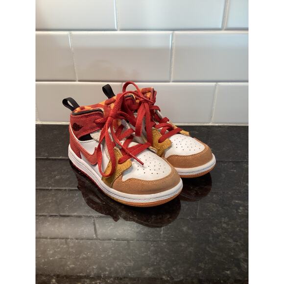 Nike Air Jordan 1 mid toddler sneaker shoes size US 9C paprika and canyon gold - Picture 1 of 8